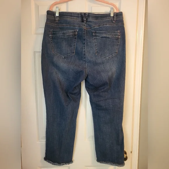 Democracy AB Solutions Distressed Blue Ankle Jeans, Size 16W - Picture 6 of 8
